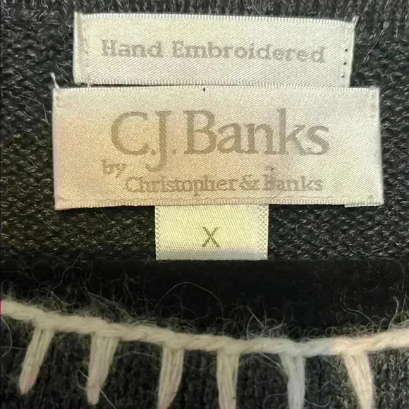 VINTAGE CJ BANKS Charcoal Women's Sweater with hand embroidered design - Picture 2 of 4